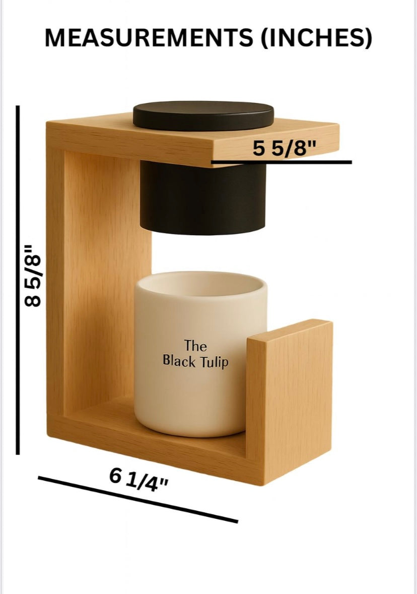 Minimalist Candle Warmer Lamp – Natural Wood & Matte Black