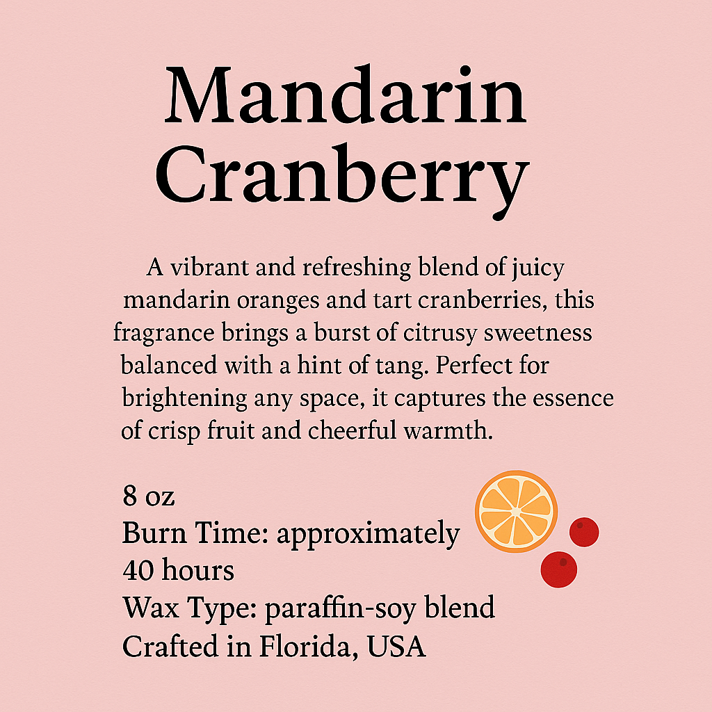 Cranberry Mandarin Glow - 8 oz Candle